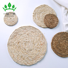亚马逊热卖手工编织蒲草砂锅垫子玉米皮草编餐垫隔热餐垫装饰杯垫