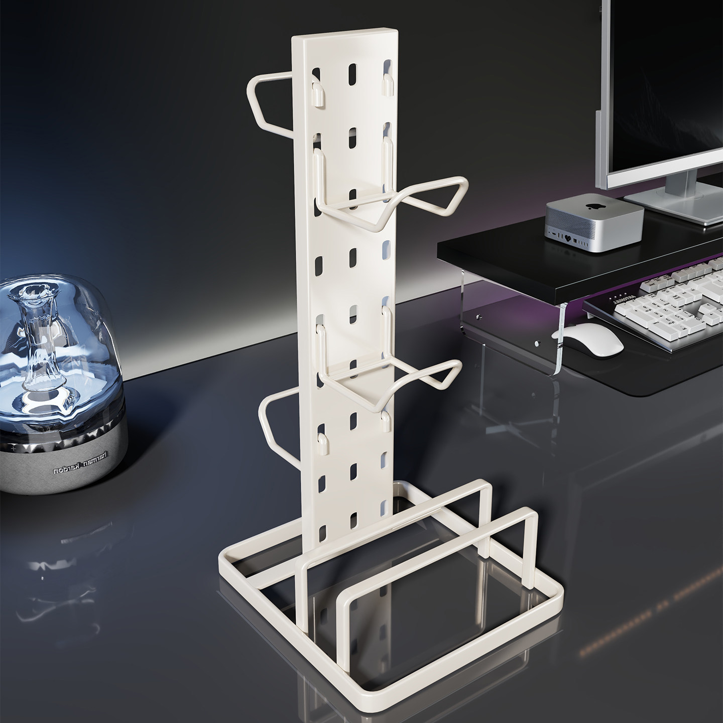 Soporte de Escritorio para Auriculares y Mandos 2 en 1 de Aleación de Aluminio Multifuncional