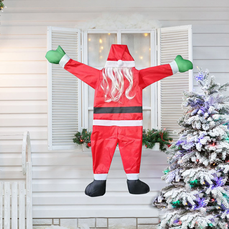 Papá Noel transfronterizo trepa la pared decora la ropa de la ventana de la pared de Navidad atmósfera extraña Papá Noel trepa la pared ropa