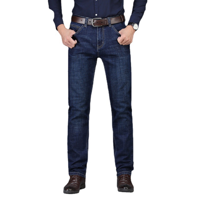 Autumn and Winter Thick Jeans Men's Casual Stretch Trousers Loose Straight Jeans Men's 8005C