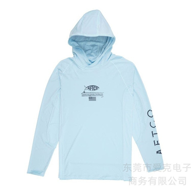 AFTCO Fishing Apparel Quick-Dry Performance Shirt Summer Sun Protection Outdoor Fishing Hooded Sweatshirt Men's Long-Sleeve Breathable
