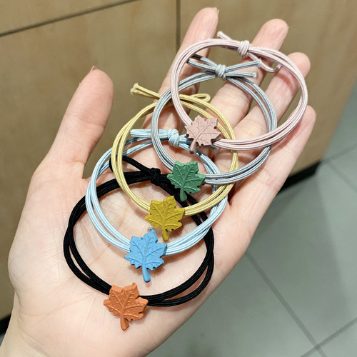 Japanese style small fresh maple leaf hair band Korean style simple hair rope girl's hair tied rubber band hair accessories headband wholesale