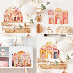 Customizable Rainbow Princess Castle Children's Bedroom Entrance Home Decor Sticker Self-Adhesive Wholesale Cross-Border