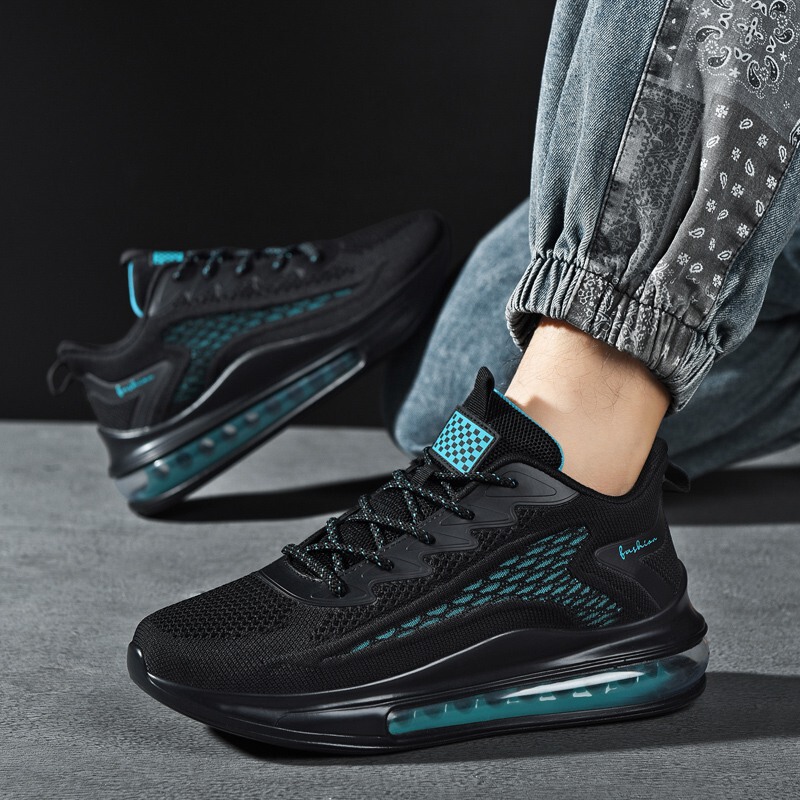 Men's Shoes in Stock Large Size Fly Woven Mesh Shoes New Full-Length Air-Cushion Shoes Fashionable Sports Shoes Export Mens Shoes