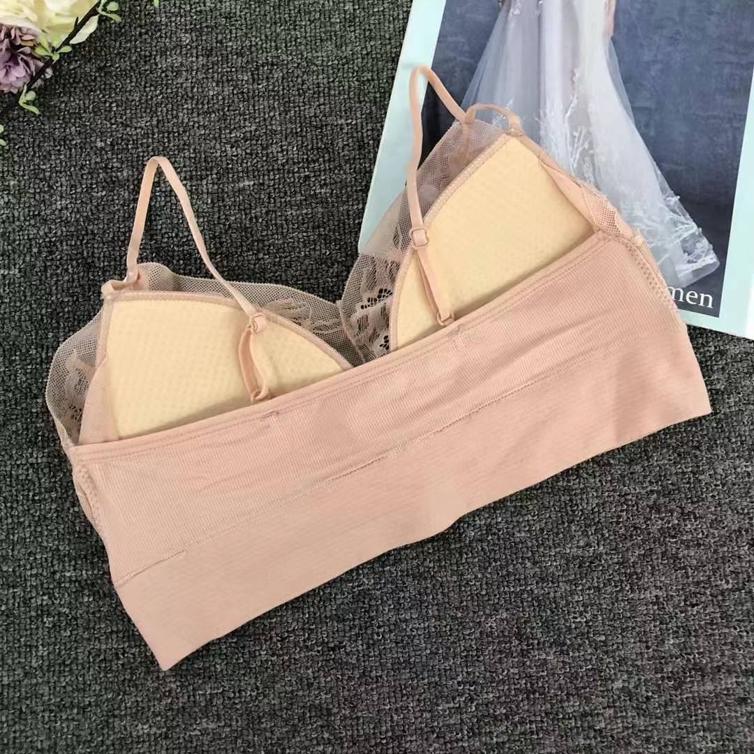 Nueva copa fija de encaje, chaleco de alta calidad, bra de yoga sin anillo de acero, ropa interior deportiva, mujer al por mayor