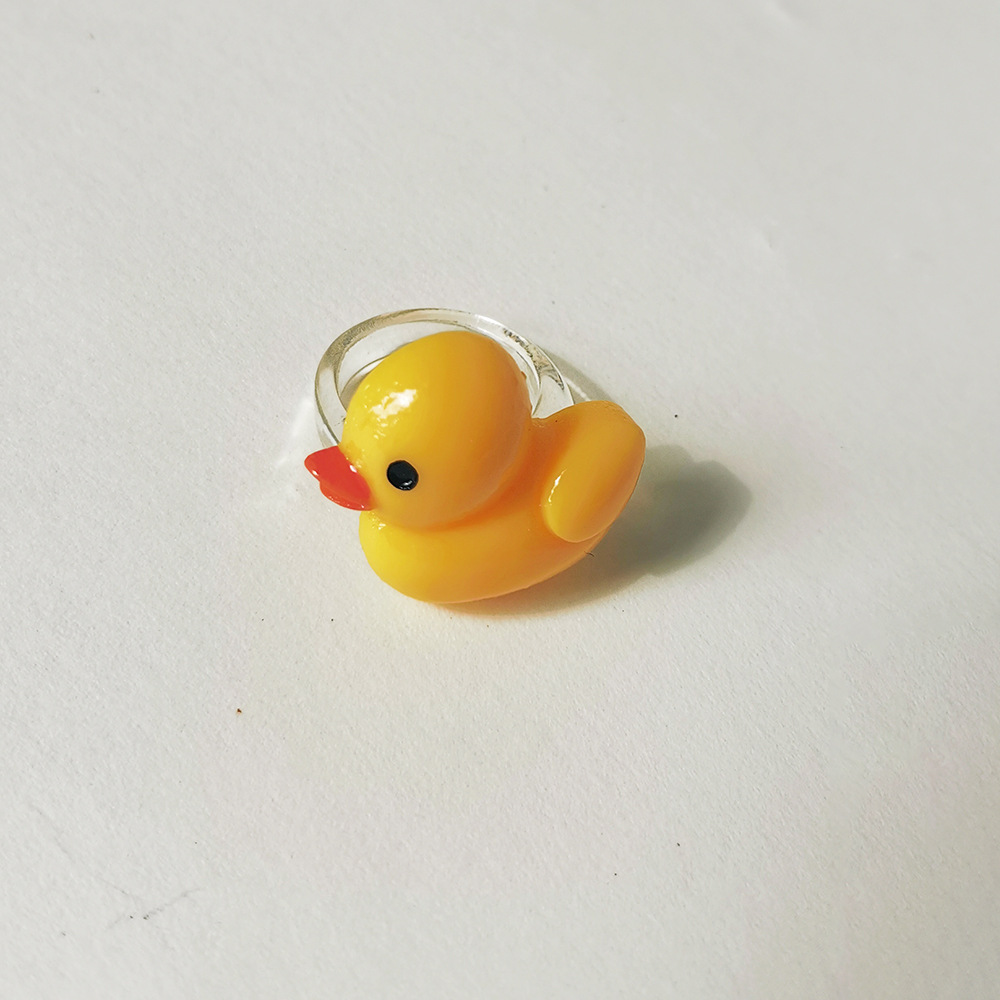 Wholesale  Cartoon Crown Cute Little Yellow Duck Cloud Multi-color Resin Ring display picture 30