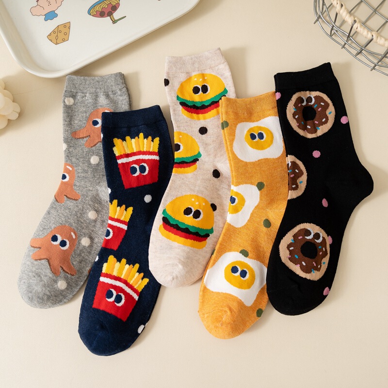 South Korea Dongdaemun Socks Women's Cute Funny Expression Bag Combed Cotton Girls' Socks Cartoon Snacks Medium Cotton Socks South Korea Dongdaemun Socks Women's Cute Funny Expression Bag Combed Cotton Girls' Socks Cartoon Snacks Medium Cotton Socks