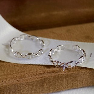 Platinum Pt900 Accessories Simple Pig Nose Open Pearl Ring Picture with 8-9mm Pearls Without Beads