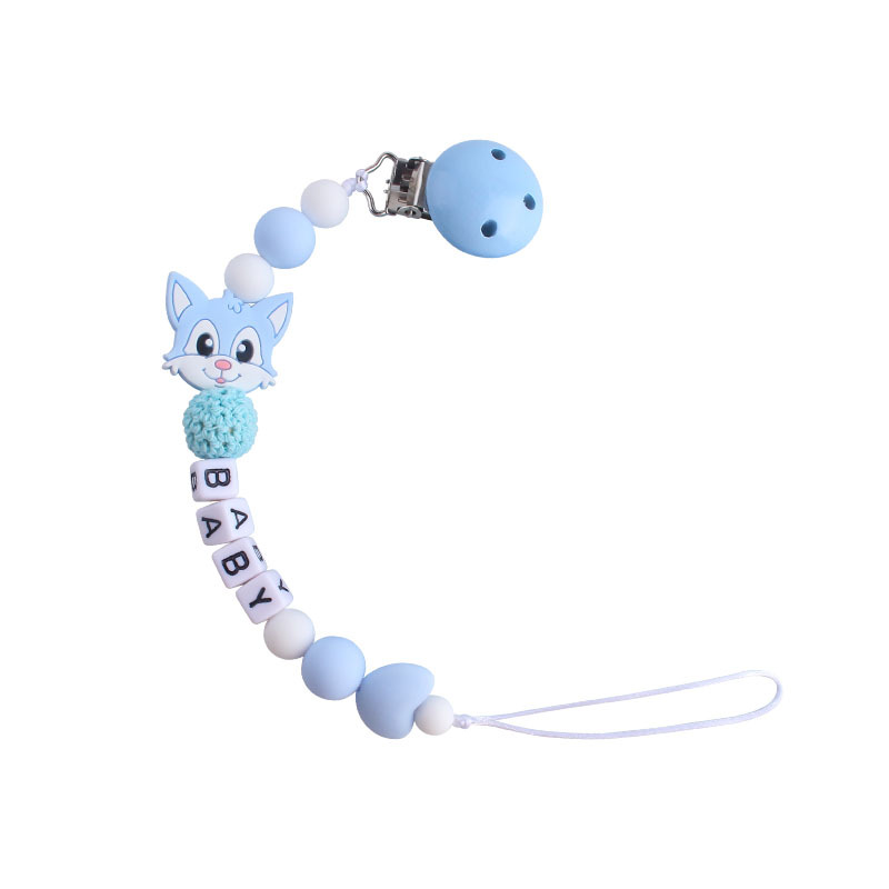 Hemu chupete clip Fox gato juguete mordedor bebé nombre silicona amor chupete cadena suministros infantiles