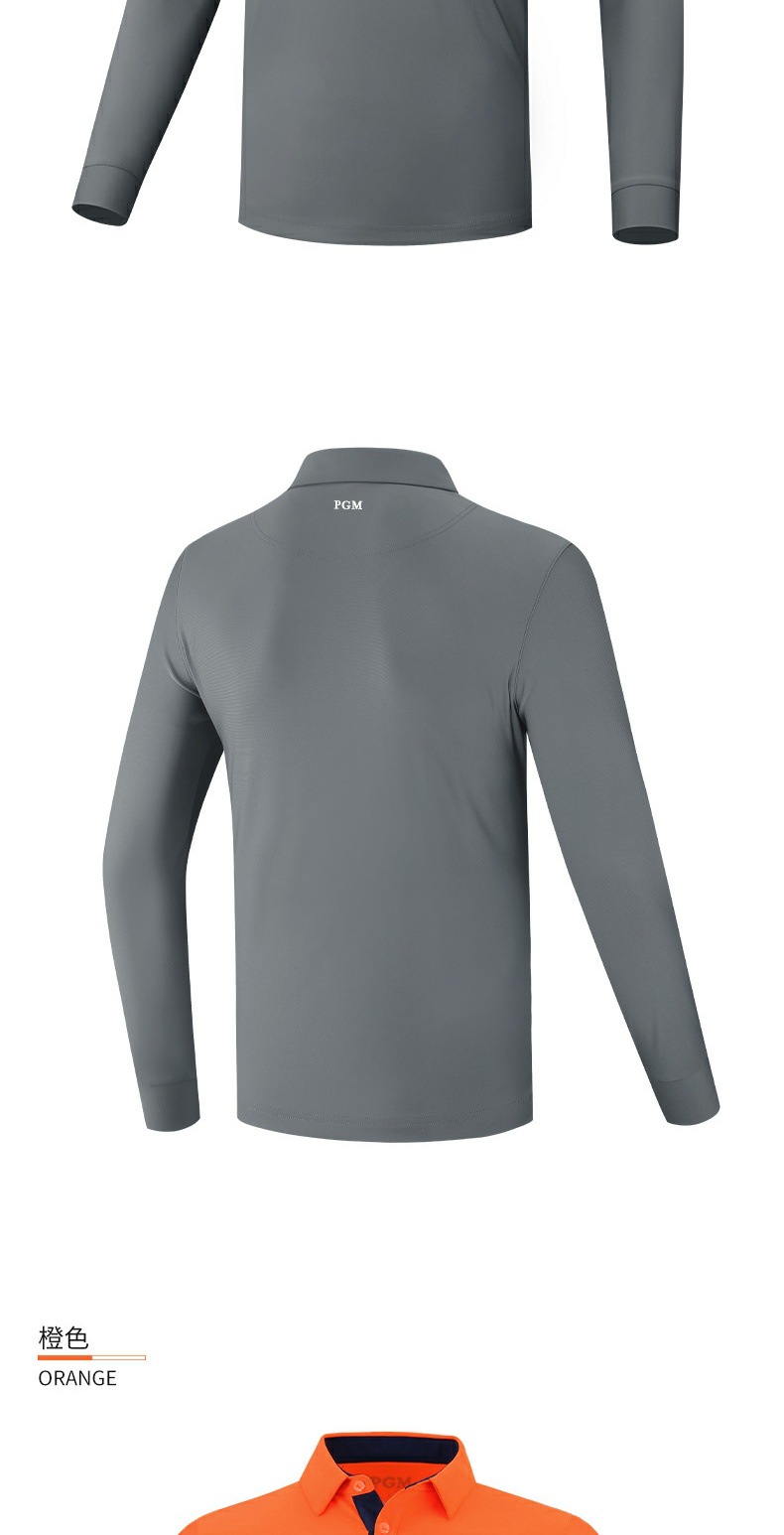 Áo polo nam dài tay PGM cổ bẻ, giữ ấm mùa thu đông, chất liệu cotton pha sợi — YF095 màu đen, YF445 màu xanh hải quân, YF095 màu cam, YF095 màu xanh hải quân chi tiết 29