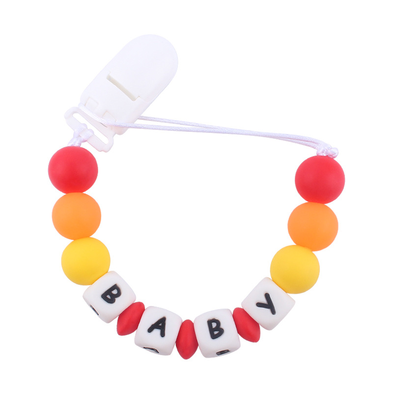Bebé suministros pacificar bebé cuentas de silicona pezón cadena creativa DIY bebé silicona nombre anti-gota cadena nuevo