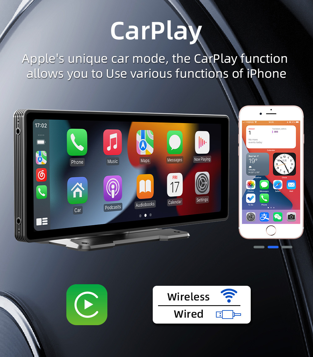 10.26-inch new smart screen central console dashcam car navigation wireless carplay portable car screen