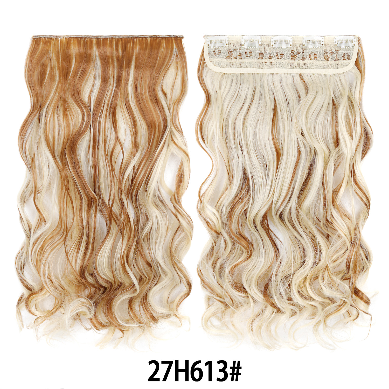 Extensión de Cabello de 5 Clips de 18 Pulgadas de Fibra de Alta Temperatura Rizado para Señoras