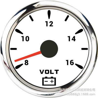 automobile instrument – supply yacht motorboat electric - voltmeter-white-background-silver-edge