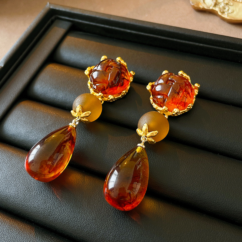Rhinestones Inlay Material Drop Earrings Classification Glam Retro Heart Shape Flower Alloy Plating Inlay Rhinestones Women's Drop Earrings