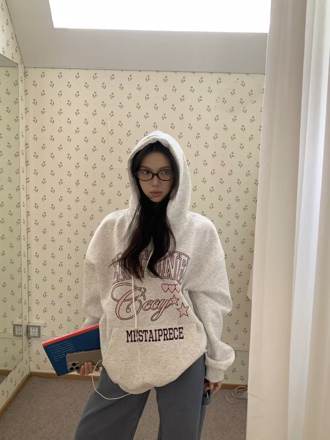 Live Stream Quality: [Pure Cotton/Hua Mian Composite Thin Style 320g/Silver Fox Fleece Lined Style 420g] Hooded with Letter Print