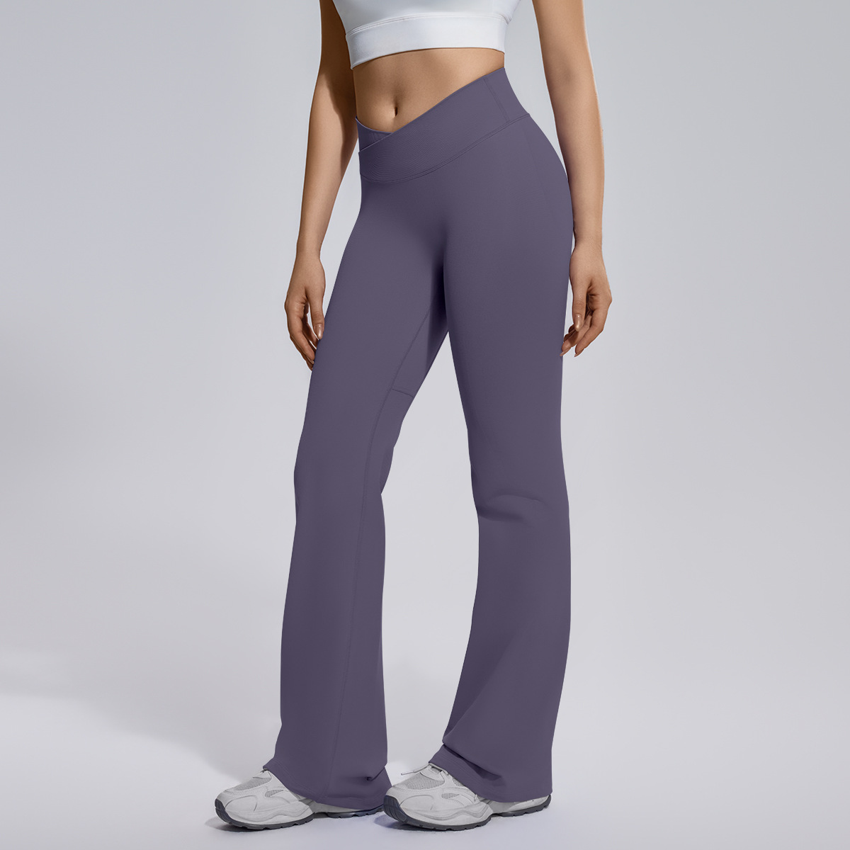 Cross-border sin costuras, piernas anchas, cintura cruzada, caderas, abdomen elástico, pantalones de boquilla, ropa de yoga para mujeres