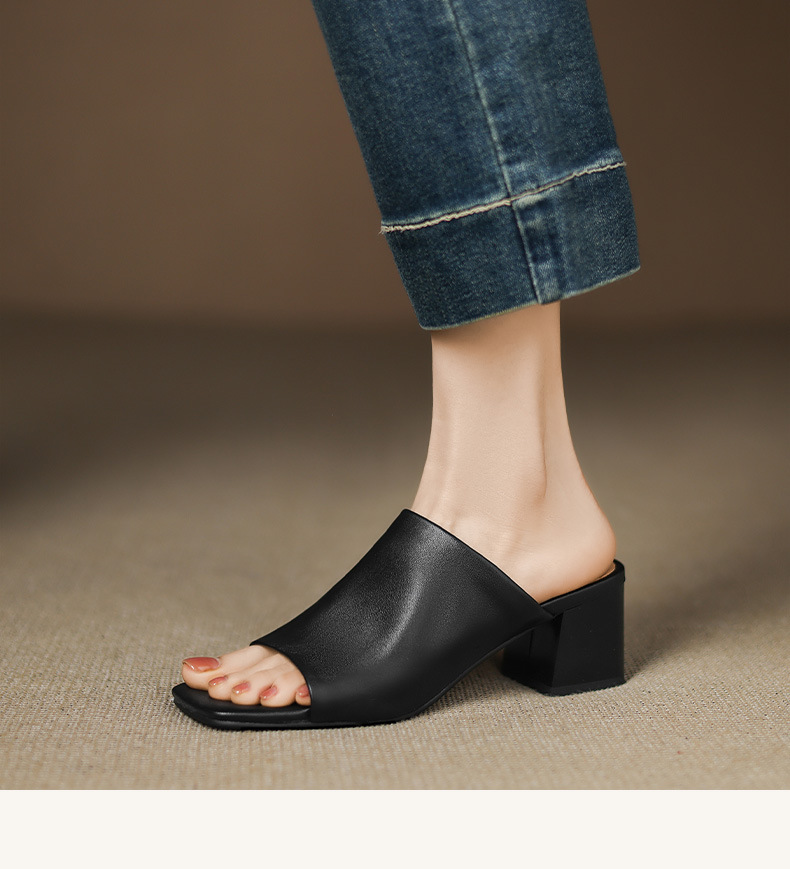 Sandal hở mũi nữ gót thấp quai ngang đế bằng 2,5 cm — Hạnh sắc (cao 2,5 cm) chi tiết 14