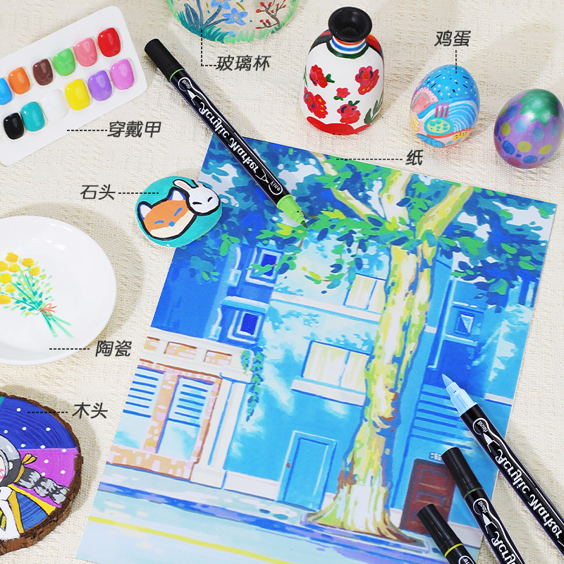 Guangna 612 doble cabeza acrílico marcador 60 color opaco color plegable DIY graffiti pincel conjunto de estudiantes