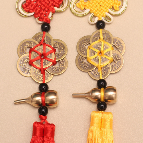 Manufacturer wholesale Wu Di coin pendant, Wu Di money eight smooth plum money mouth opening copper gourd door hanging ornament decoration