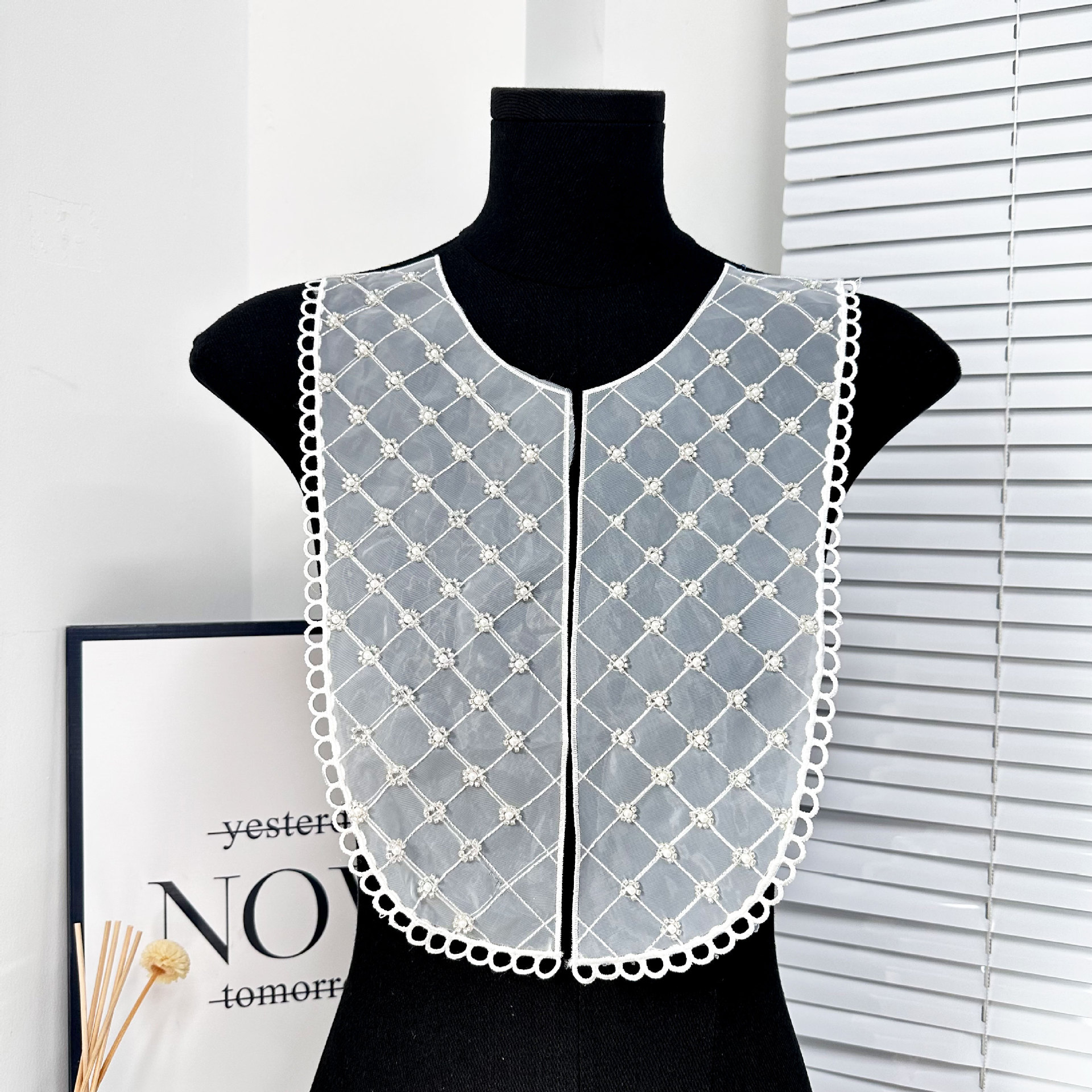 Nuevo cuello bordado de cuentas en forma de U productos semiacabados procesados diy vestido vestido accesorios de ropa jacquard diamante