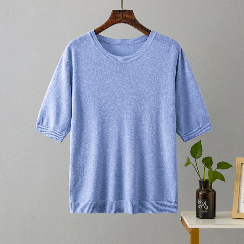 146g Weight Half Sleeve Sleeve Length Regular Sleeve Sleeve Type stretch cotton Fabric Type Regular Top Length T-shirt Tops Type Daily Occasion Round Neck Neckline Bright Silk Function Slim Fit Type Solid Color Pattern Summer Season Women's Gender Casual, Basic, Commute style Style Wholesale Women's Casual Basic Commute Style Solid Color Half Sleeve T-Shirts 3