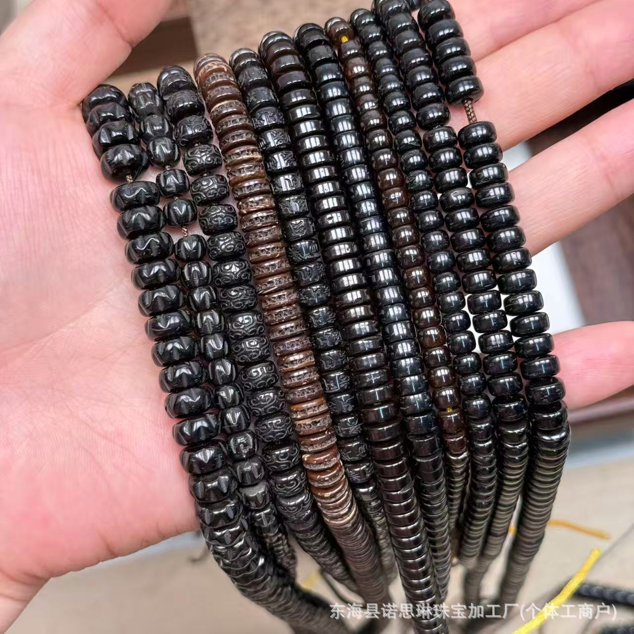 老料椰蒂干磨直切百香籽半成品手串女原生态老型桶珠琉璃配饰文玩