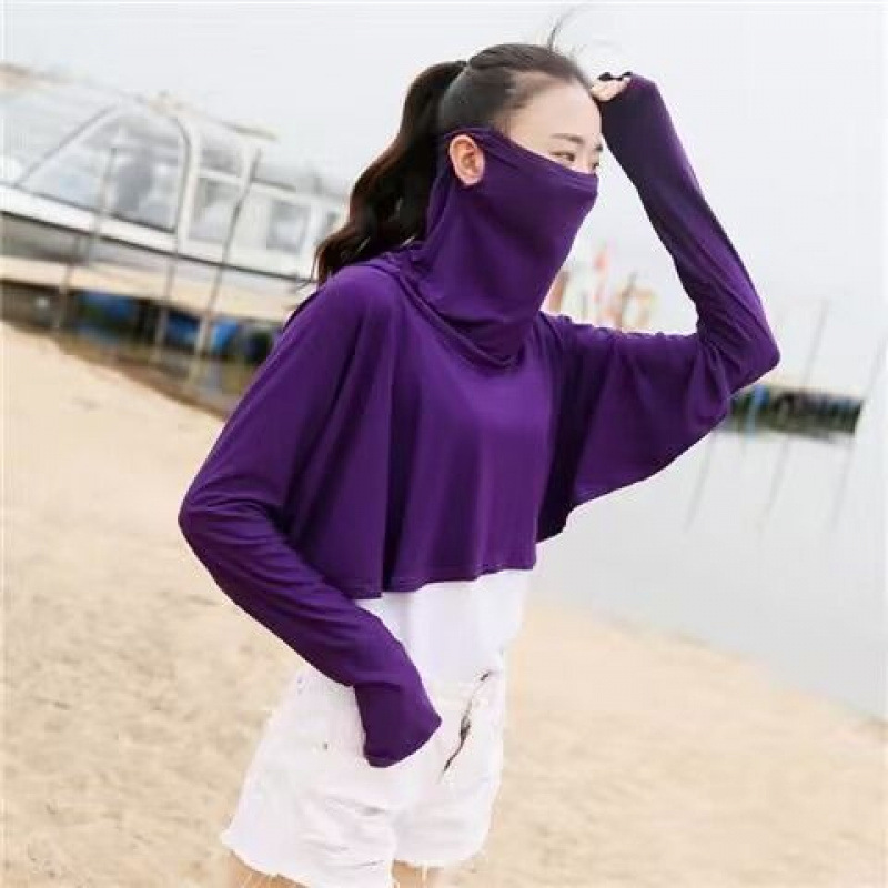 夏のサイクリング用モーダル薄手日焼け止め服、ゆったりとした長袖日焼け止め、顔と首を覆う女性用日焼け止め服|undefined