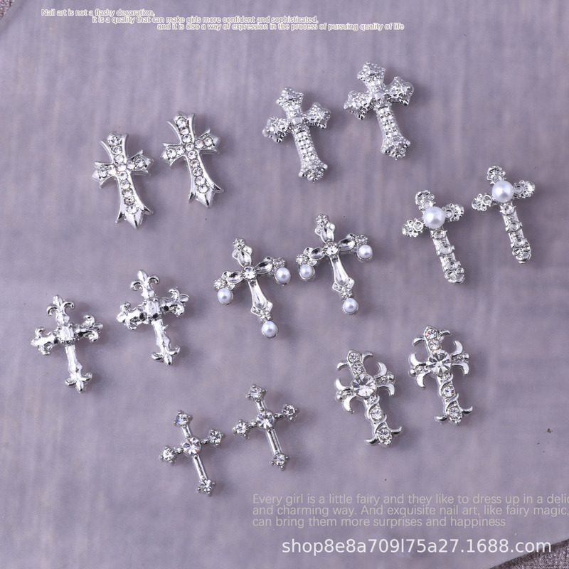 Crow Heart Cross Nail Art Accessories Cross-Border Hot-Selling Retro Punk Style Alloy Rhinestone Wearable Nail Rhinestone Decorations Crow Heart Cross Nail Art Accessories Cross-Border Hot-Selling Retro Punk Style Alloy Rhinestone Wearable Nail Rhinestone Decorations