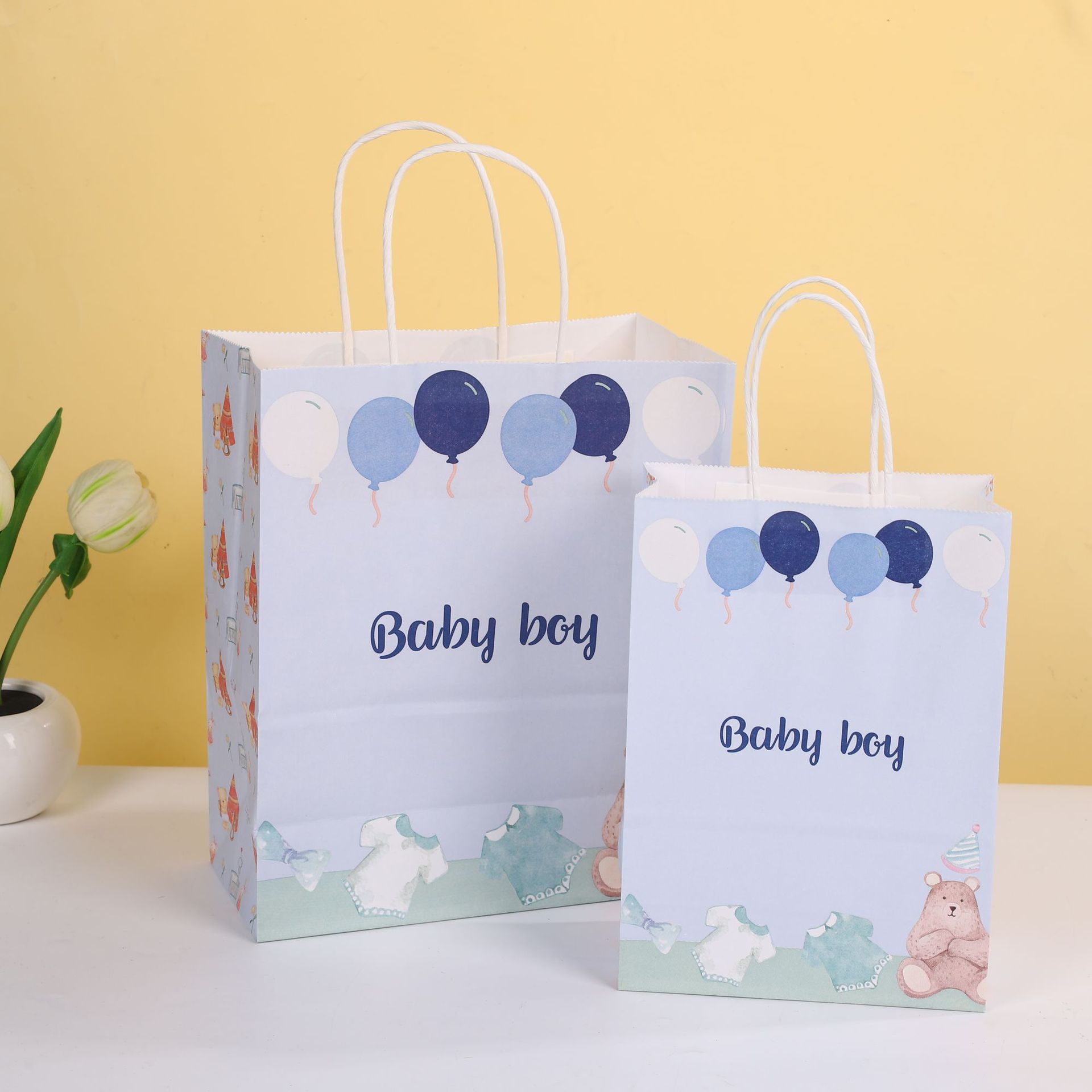 블루 보이 16*22*8cm; 흰색 소 가죽