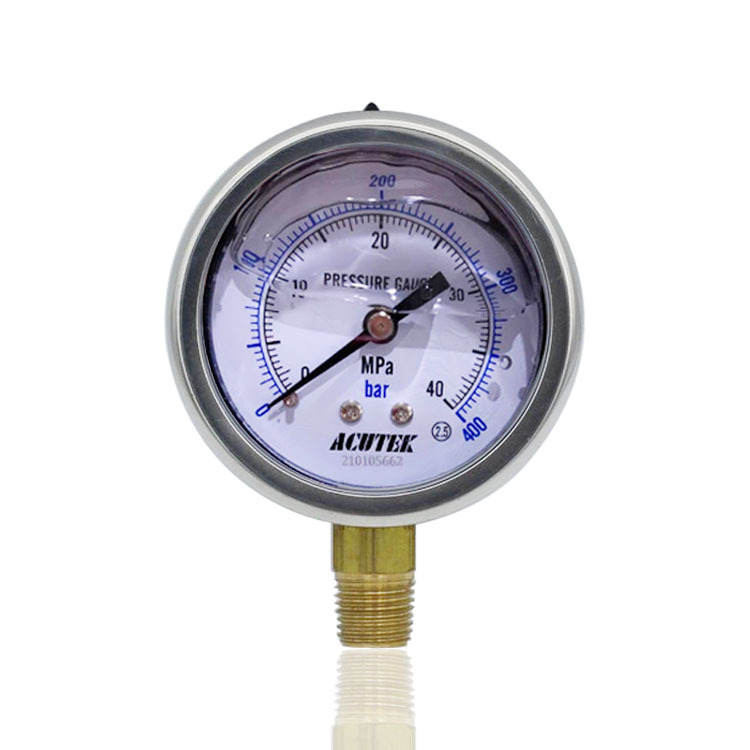 供USA不锈钢压力表充油耐振径向ACUTEK YN63 40MPA 400BAR 1/4PT