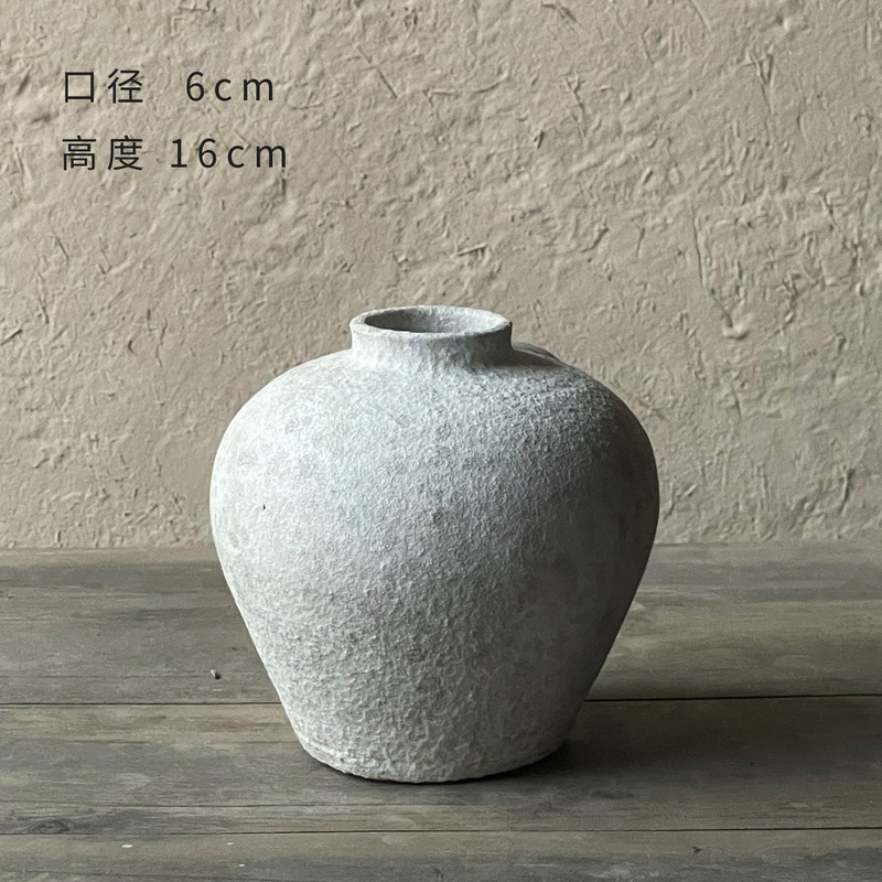 中国式のレトロな手作りの粗い陶器の花瓶の陶磁器の大きい腹の花器の大きいサイズの客間の玄関の装飾品の置物の卸売り|undefined