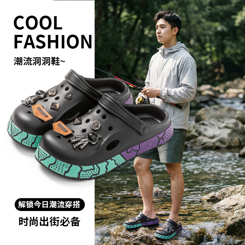 Men's summer new style outdoor slip-on sandals, non-slip, wear-resistant, thick-soled, casual, trendy, for beach and outdoor use, wholesale Men's summer new style outdoor slip-on sandals, non-slip, wear-resistant, thick-soled, casual, trendy, for beach and outdoor use, wholesale