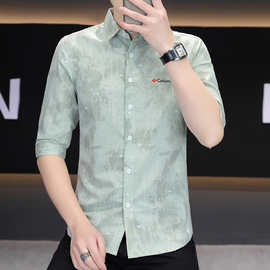 外贸一件代发新品爆款高品箭影逸风纤线青少年中袖衬衫【新款】男