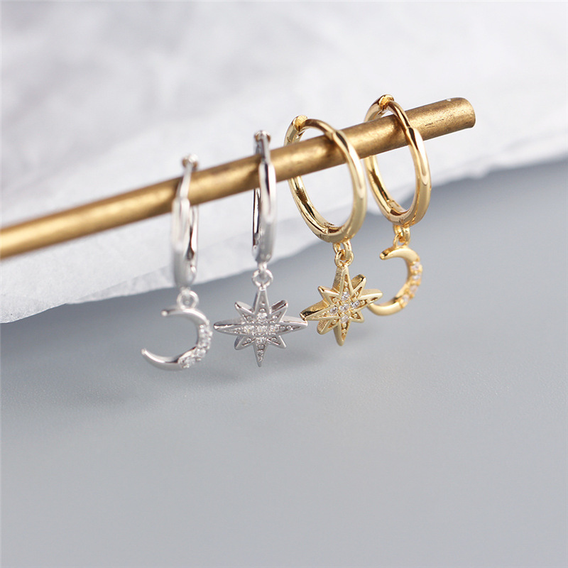 New Trendy Stud Earrings Moon Stars Simple Earringspicture13