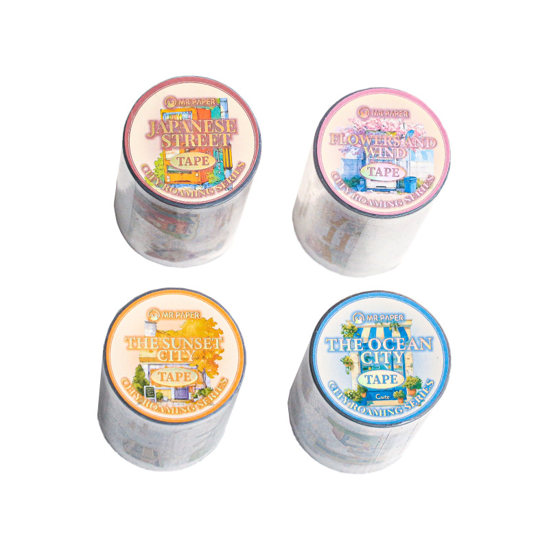 Sr. Paper Cinta de un solo rollo City Comic Tour Tema de la ciudad Cuenta manual Material de decoración de bricolaje Pegatinas decorativas