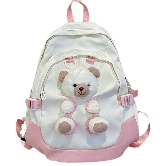 Cute capacious backpack, school bag, cartoon small bag, with little bears