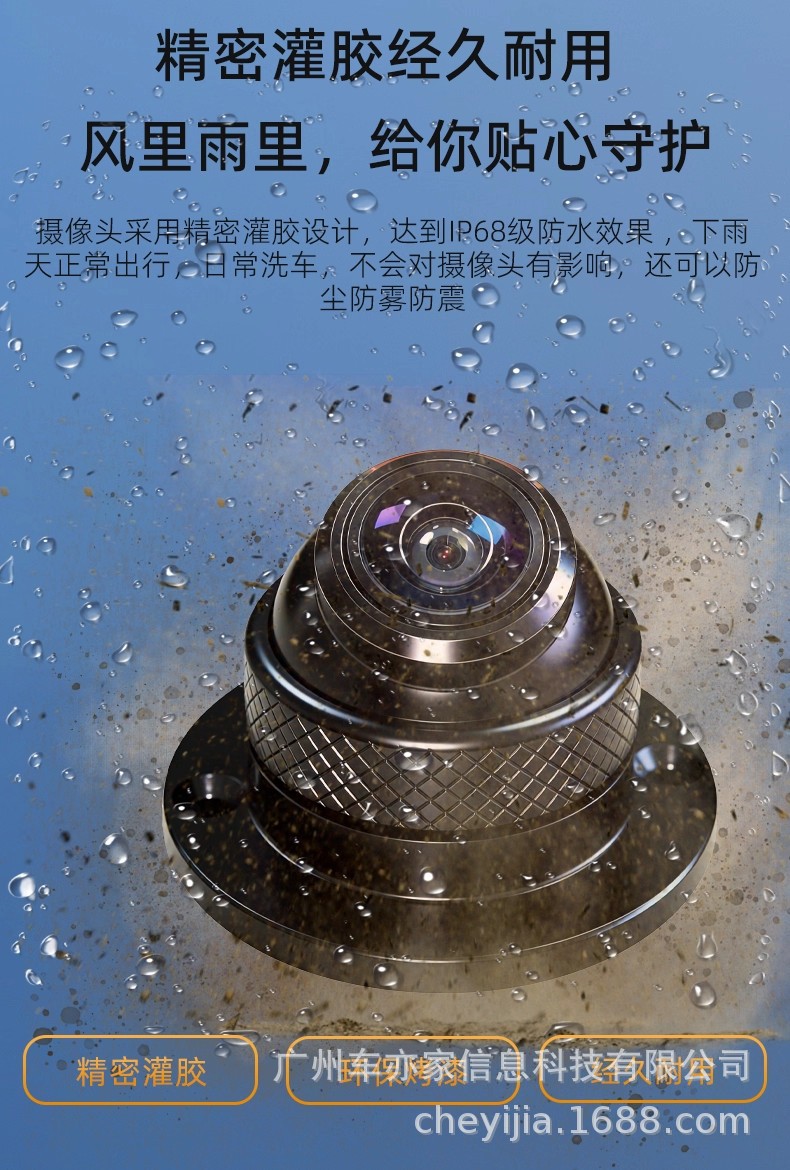 190-Degree Ultra-Wide-Angle, Universally Adjustable, Vehicle-Mounted Ahd High-Definition Full-Color 1080P Night Vision Fisheye Blind Spot Camera Lens