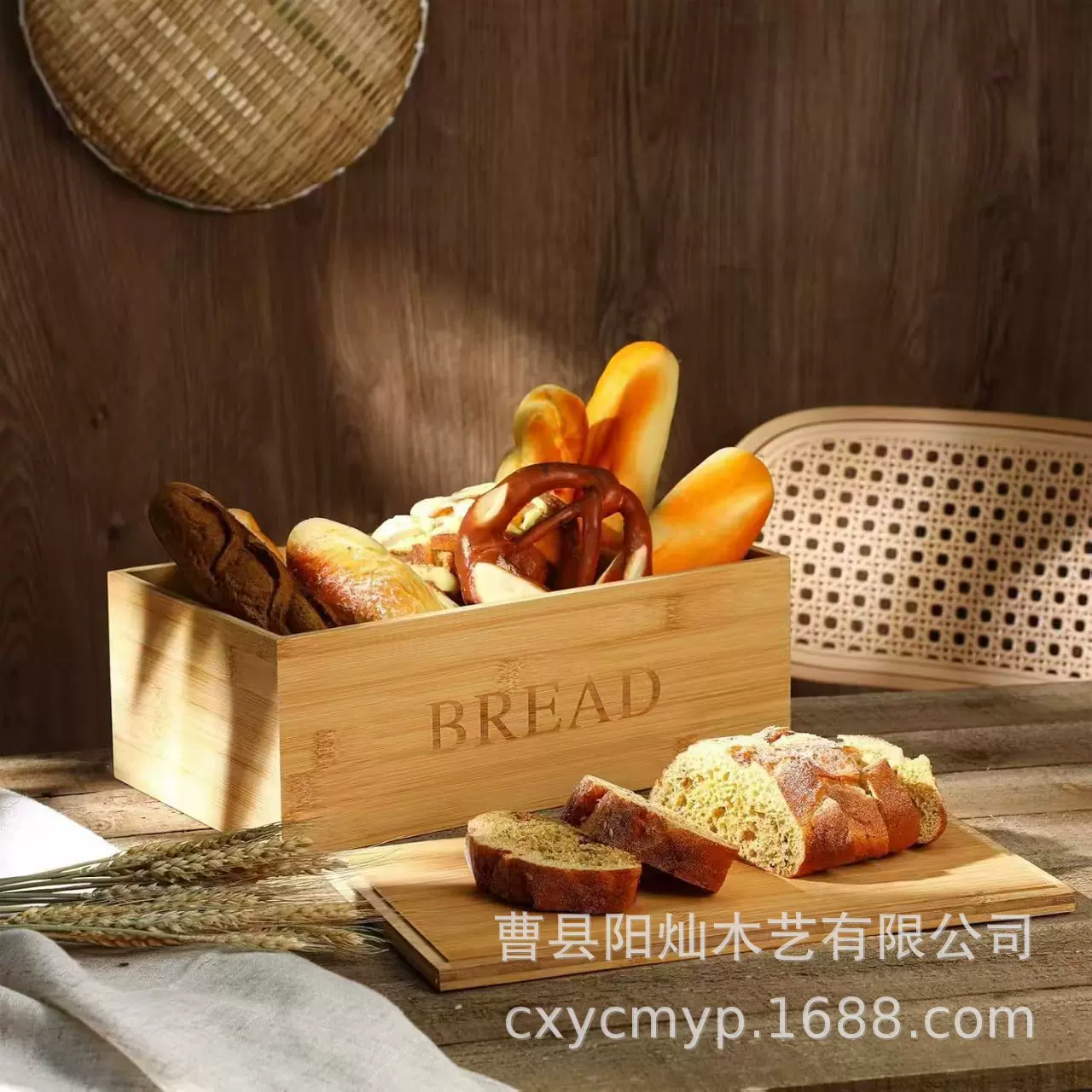 厨房桌面木制咖啡面包吐司收纳盒厨房保鲜盒食物水果储物盒