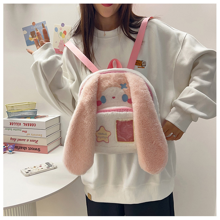 717g Weight Zipper Closure Type Double Shoulder Straps Strap Type Functional Backpack Bags Type Casual, Holiday Occasion Plush Material Women's Backpack Backpack Animal, Cartoon Pattern Spring, Autumn&Winter Season Women's Gender Cute Style Square Shape Animal Cartoon Casual Holiday Women's Backpack Functional Backpack 1