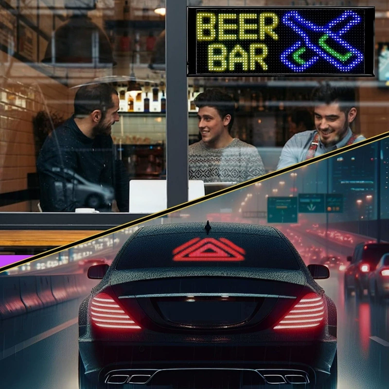 Коммерс signs? Actually translate: "Scrolling double row store sign display screen without installation LED advertising full color display ultra-thin flexible soft screen"