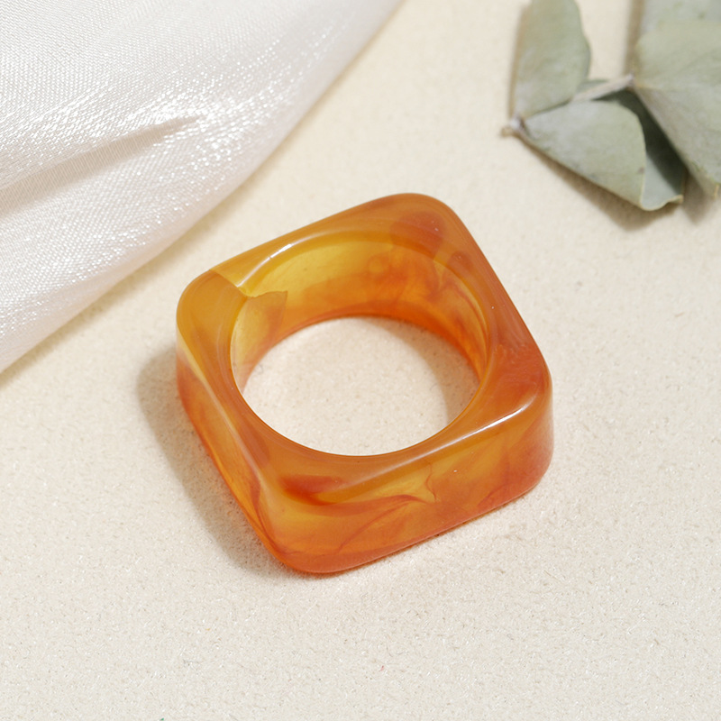 Fashion Style Candy Color Square Resin Ring Set display picture 8