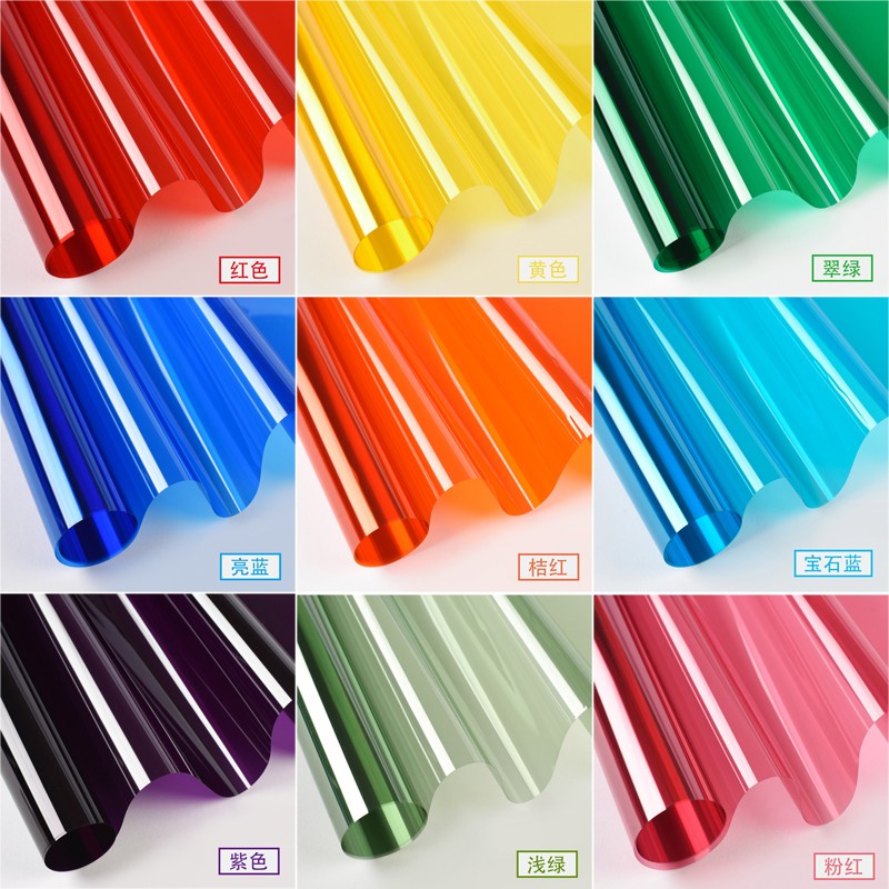 彩色玻璃纸装饰贴膜环创手工道具婚庆会展幻彩炫彩透明透光镭射纸