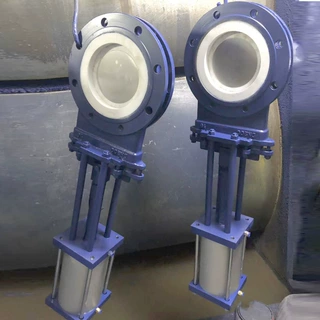 气动陶瓷耐磨刀型闸阀薄型插板阀PZ673TC气控排渣浆液阀铸钢圆型