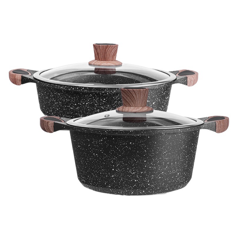 Sonqiang maifan olla de sopa de piedra olla de sopa doméstica de gas de doble oreja olla de aluminio palillos olla antiadherente Cocina de Inducción olla caliente olla especial