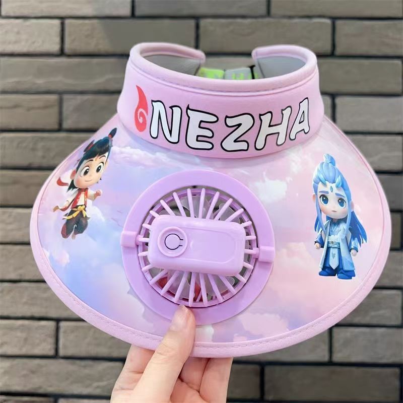ネザファンハット子供用ベビーかわいい日よけ帽子日焼け止め帽子夏薄い空のシルクハット充電式日よけ帽子|undefined