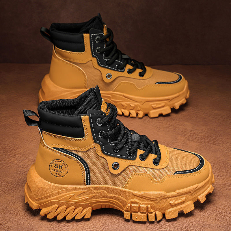 Botas Martin para hombres primavera transpirable de alto impacto británico botas de herramienta retro al aire libre montañismo deserto botas de combate ruibarbo