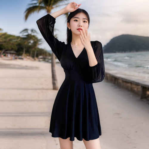 Women's Separate Solid Color Conservative Flat Hip Skirt Style Fashion High-end Slimming Belly Covering Casual Vacation Swimsuit Wholesale