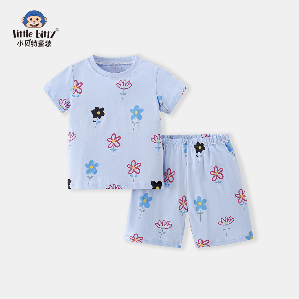 2025 verano niños manga corta pantalones cortos set flores lindas casuales dos piezas set de ropa para niños
