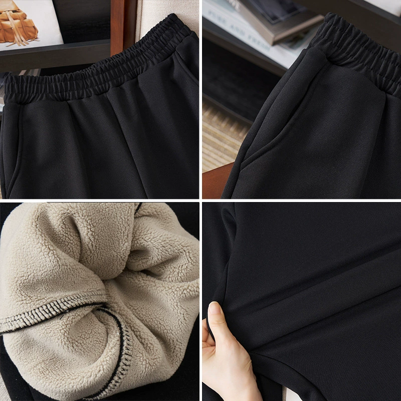 Winter extra large fitted trousers, plus size, high waist